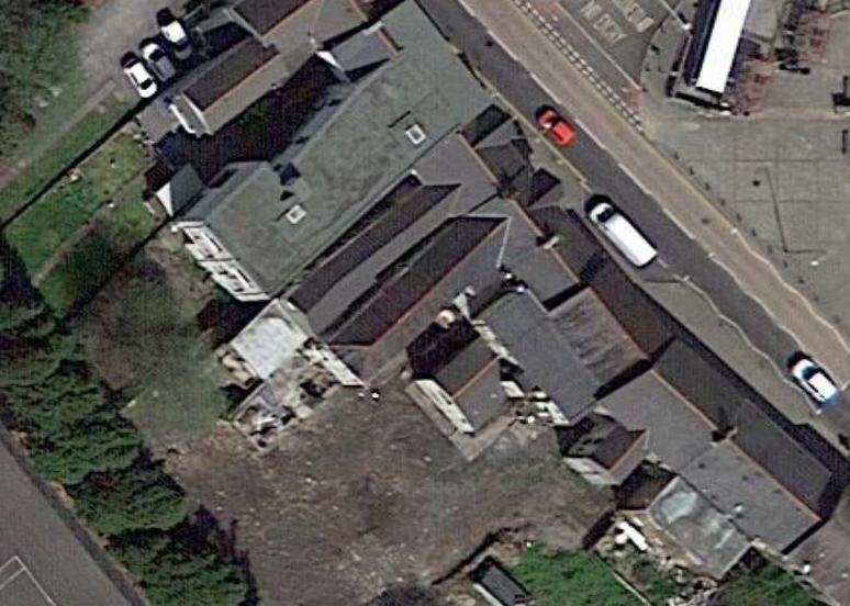 A picture from google earth showing the rear garden on 23 04 2021